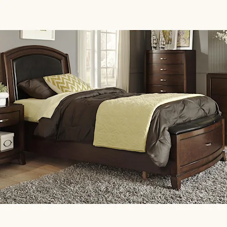 Full Storage Bed with Leather Headboard and 1 Drawer